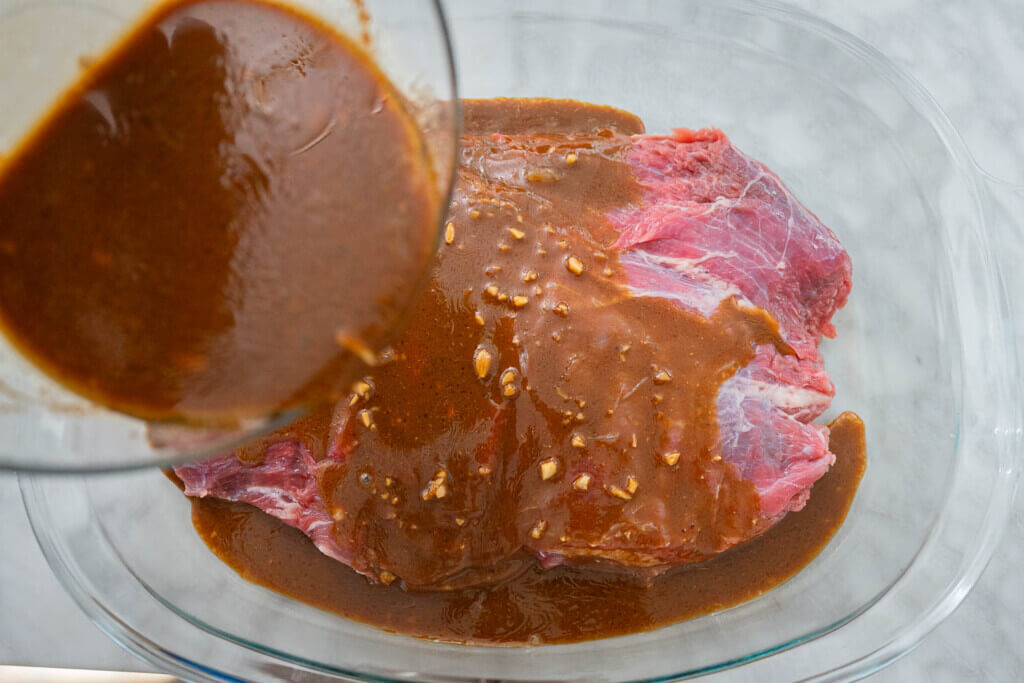Marinate the flank steak