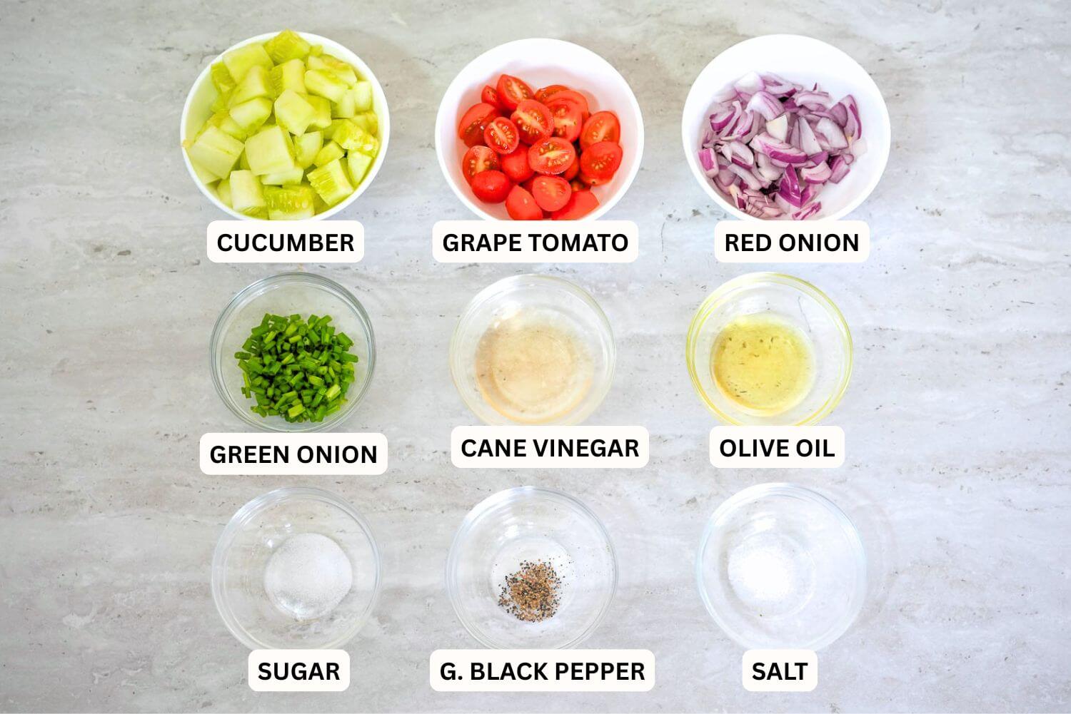 cucumber tomato onion salad ingredients