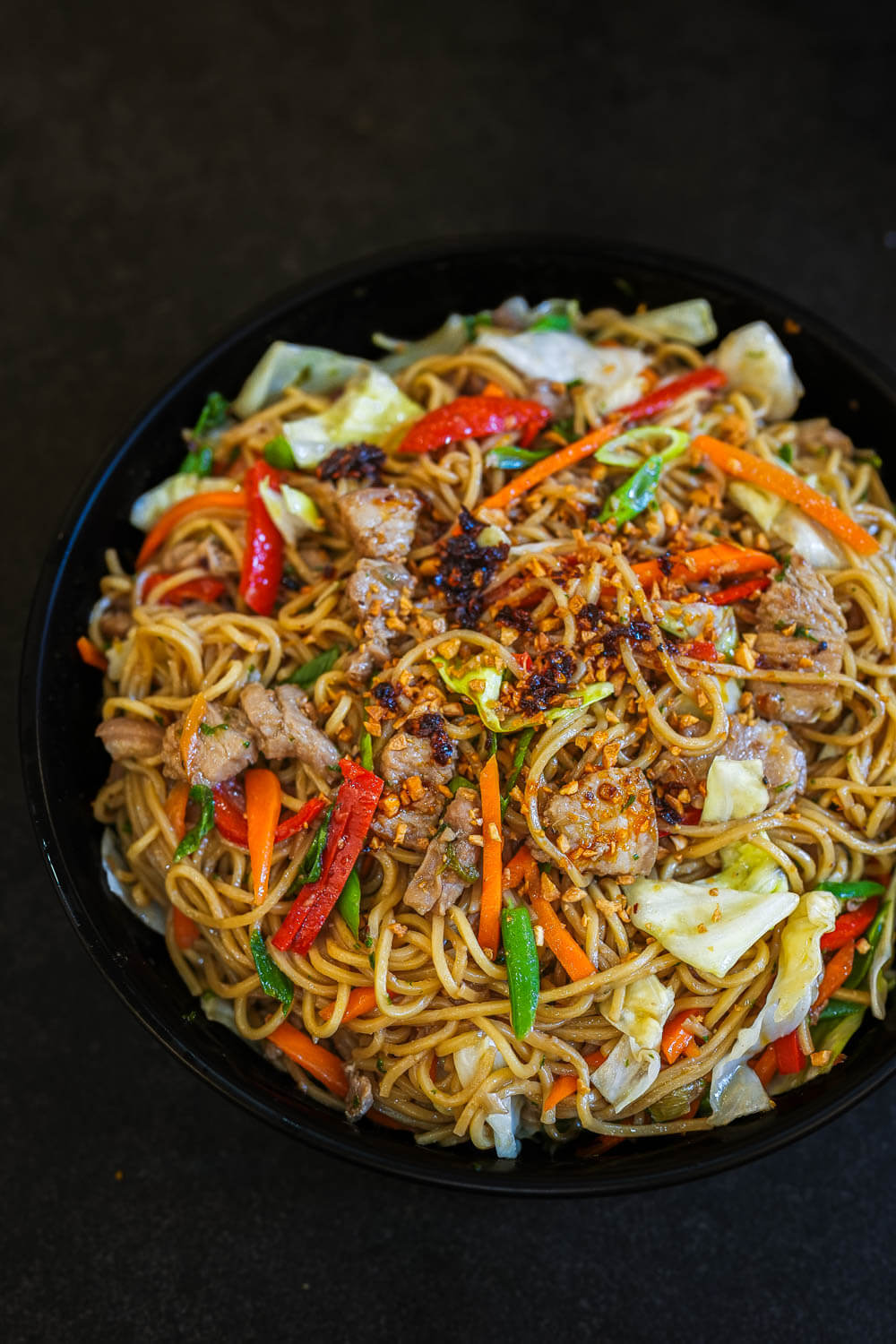 Chili garlic pork pancit