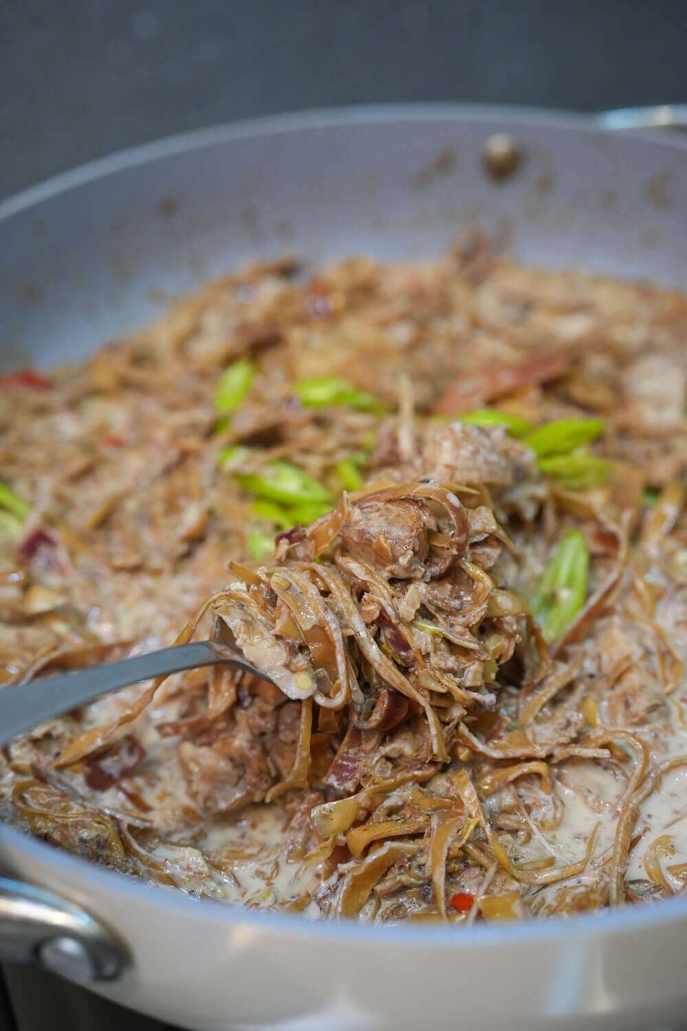 Ginataang puso ng saging on a pan