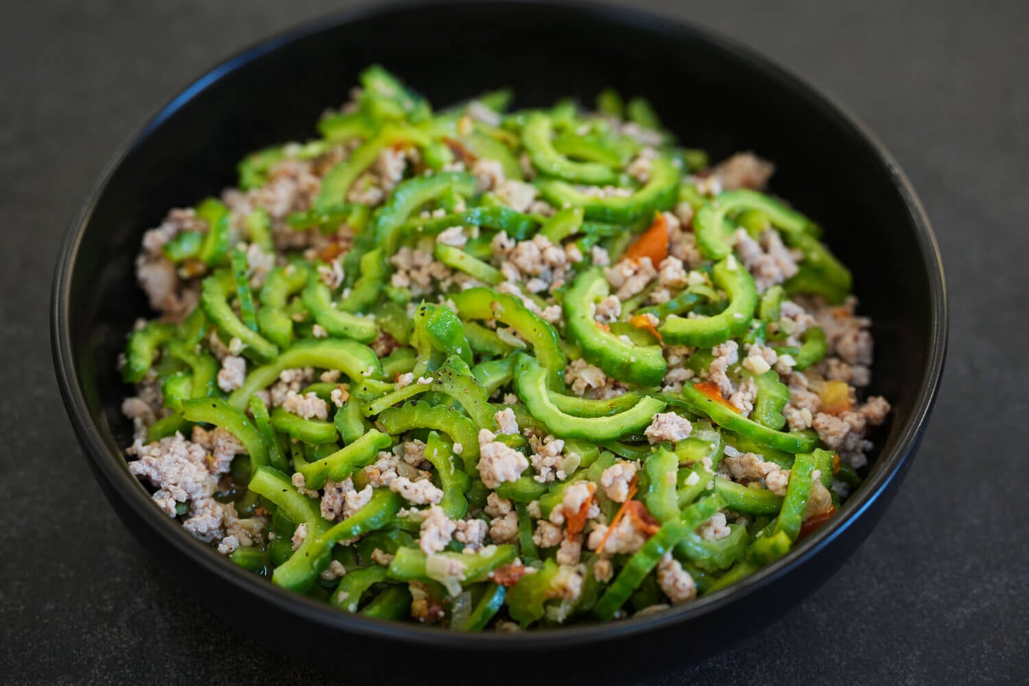 Ginisang ampalaya with ground pork