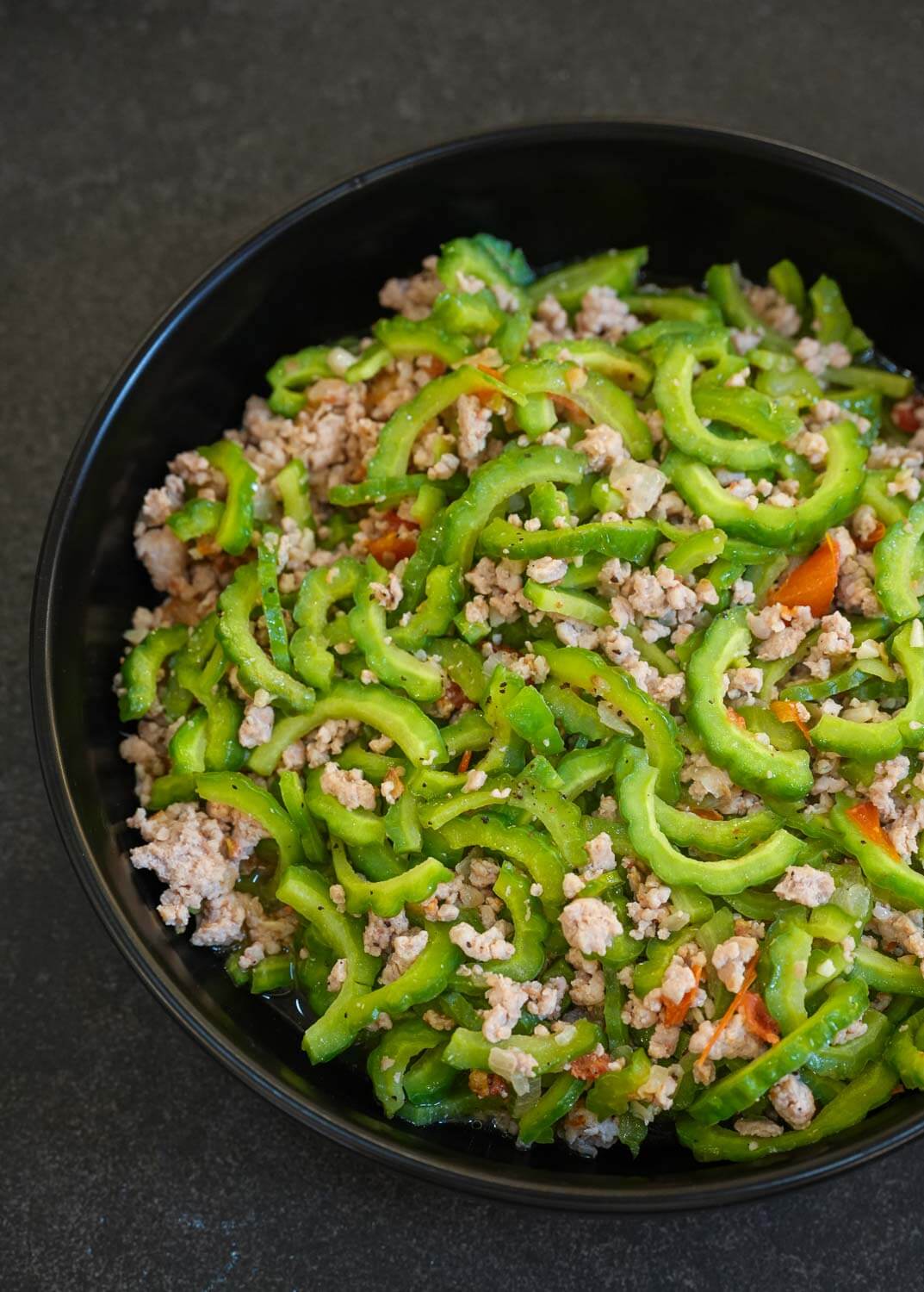 Ginisang ampalaya with pork giniling